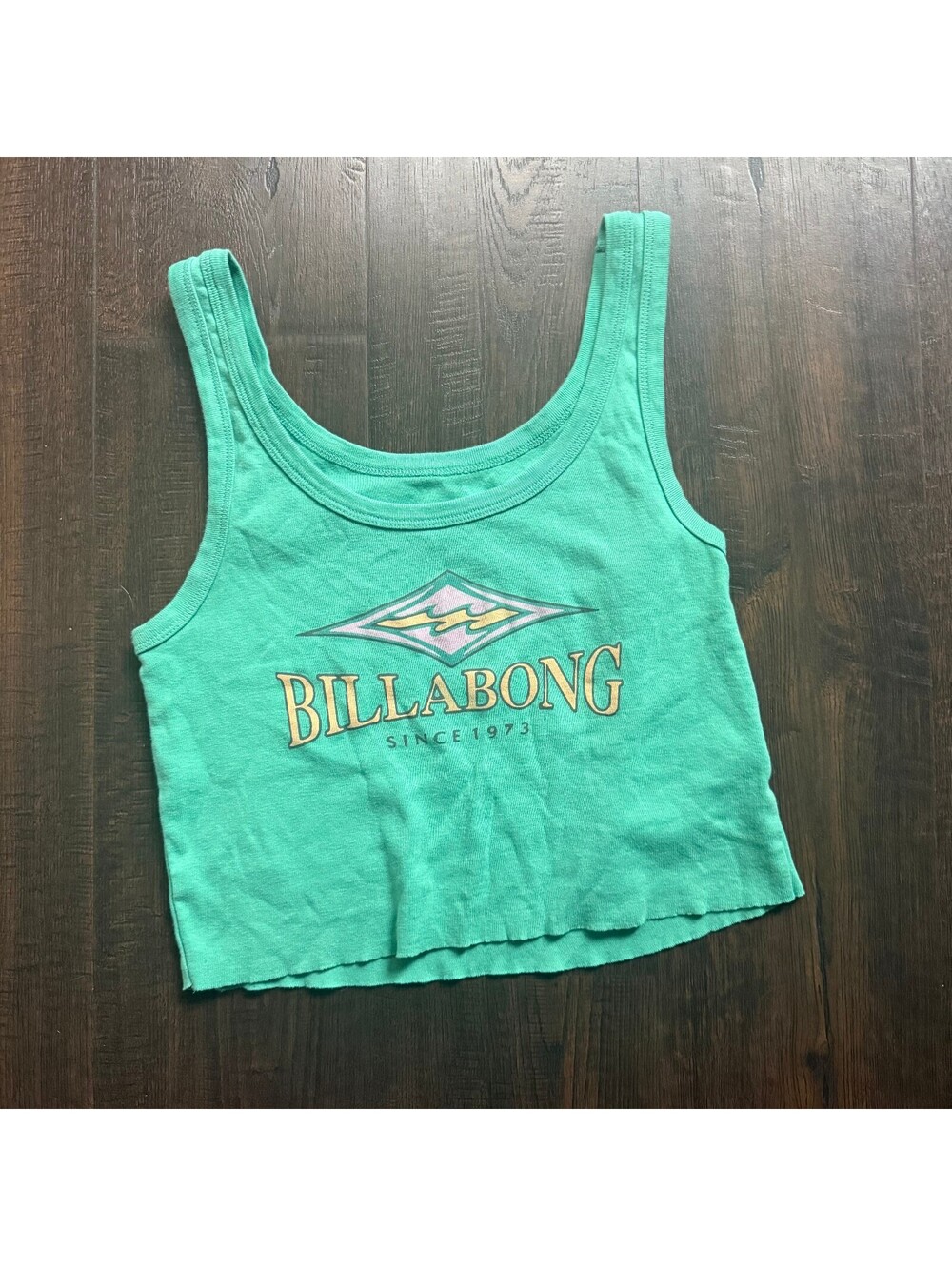Billabong Green Graphic Cropped Tank Top Surf Beach Y2K Style